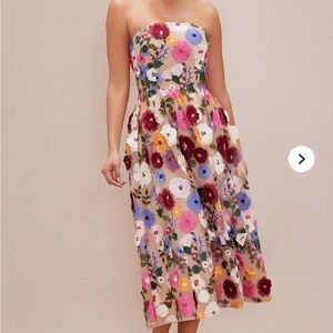 Floral Strapless Midi Dress